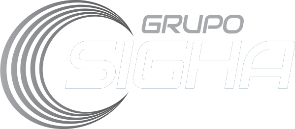 Logomarca Grupo SIGHA. Nada mais é que o nome da empresa estilizada com ondas circulando a letra S até a letra I.